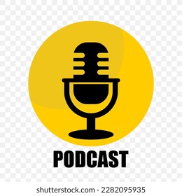 Podcast, microphone icon on internet button