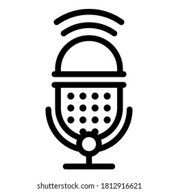 Podcast microphone icon. Outline podcast microphone vector icon for web design isolated on white background