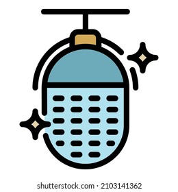 Podcast microphone icon. Outline podcast microphone vector icon color flat isolated