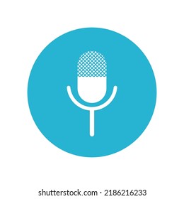 podcast microphone icon, vector illustrator, blue color, editable.