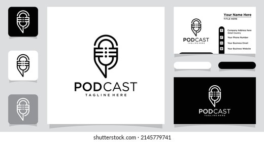 Podcast Microphone Icon. Web Symbol Logo Template Design Element with business card design