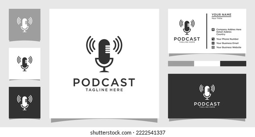 Podcast Microphone Icon. Web Symbol Logo Template Design Element with business card design