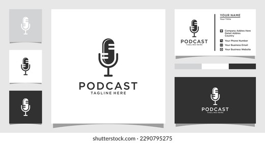 Podcast Microphone Icon. Web Symbol Logo Template Design Element with business card design