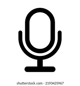 Podcast Microphone Line Art Icon. Radio Mic Outline Vector Illustration