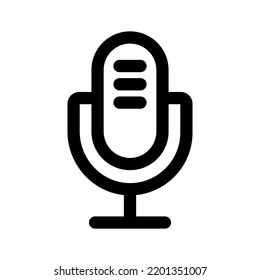 Podcast Microphone Line Art Icon. Radio Mic Outline Vector Illustration