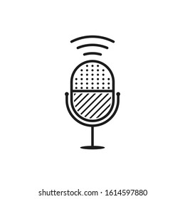 podcast and microphone logo icon and illustration
