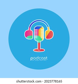 podcast microphone logo. mic. logo radio. vector