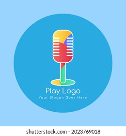 podcast microphone logo. logo podcasts. colorful logos. vector
