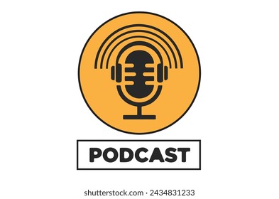 Podcast microphone logo in round circle design 