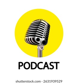 Podcast microphone logo, vector art illustration.