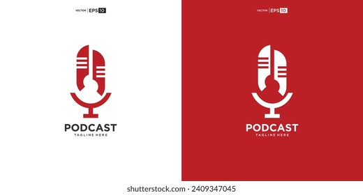 podcast microphone logo vector design template