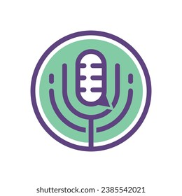 Minimalistisches Vektorlogo für Podcast-Mikrofon