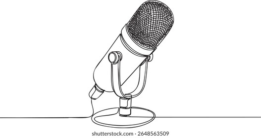 podcast microphone one line continuous drawing