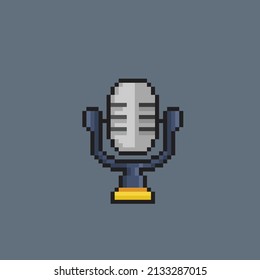 podcast microphone in pixel style