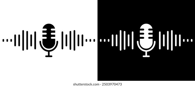 Podcast microphone sound wave. Podcast player.