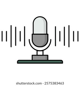 Podcast microphone sound wave. Podcast player