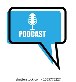 Podcast. Microphone with speech bubble