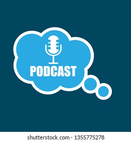Podcast. Microphone with speech bubble