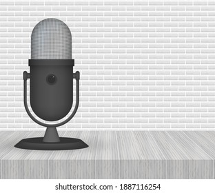Podcast. Microphone with speech bubble icons. Vector illustration.