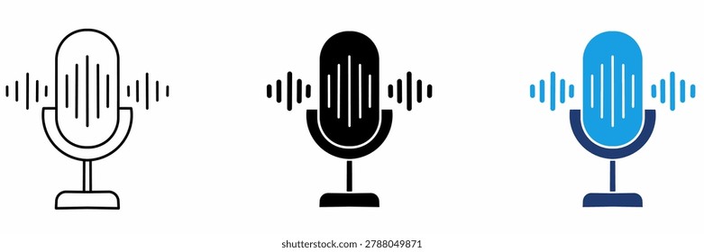 Podcast and Microphone Stroke Icon Collections.