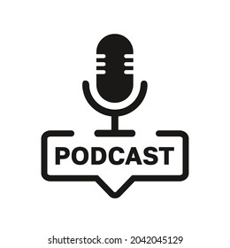 Podcast microphone. Trendy design. Podcast radio icon. Flat design microphone. Concept Podcast illustration. Vector illustration.