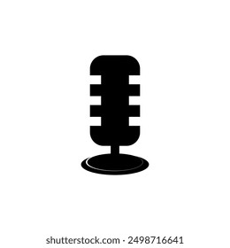 Podcast with microphone. Unique business podcast logo emblem design template.	
