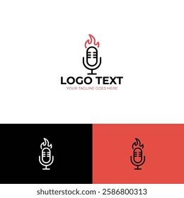 Podcast microphone vector logo design template