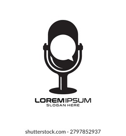 Podcast Microphone Wave logo features a classic studio microphone silhouette paired with sound wave frequencies, representing clear communication and high-quality audio production. This professional design is ideal for podcast networks, digital broadcasting studios, voice-over services, and communication platforms looking for a clean, recognizable auditory-themed brand identity.