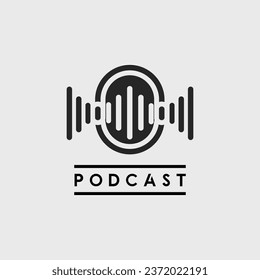 podcast microphone wave logo vector illustration design