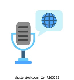 Podcast mini illustration flat color icon, use for journalist, broadcasting, news and media UI, UX kit, app and web development, digital or print.