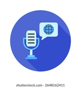 Podcast mini illustration rounded flat color icon, use for journalist, broadcasting, news and media UI, UX kit, app and web development, digital or print.