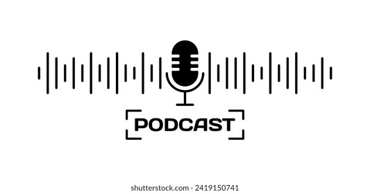 Podcast mockup icon. Voice message wave. Vector icon