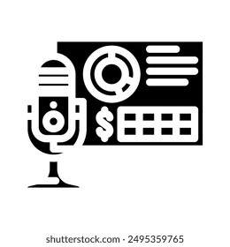podcast monetization glyph icon vector. podcast monetization sign. isolated symbol illustration