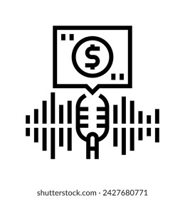 podcast monetization line icon vector. podcast monetization sign. isolated contour symbol black illustration
