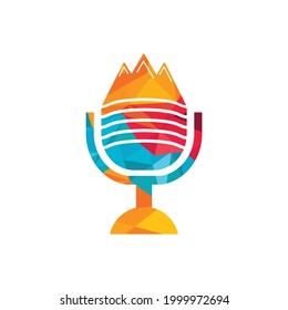 Podcast mountain vector logo design template.	