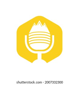 Podcast mountain vector logo design template.	