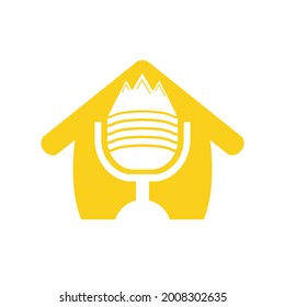 Podcast mountain vector logo design template.	