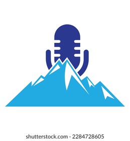 Podcast mountain vector logo design template.