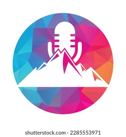 Podcast Gebirgsvektor Logo Design-Vorlage.