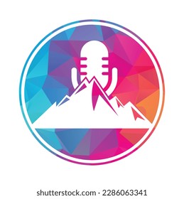 Podcast Gebirgsvektor Logo Design-Vorlage.
