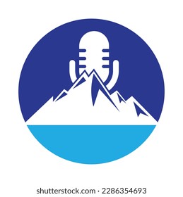 Podcast mountain vector logo design template.