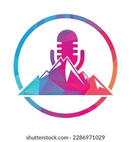 Podcast mountain vector logo design template.