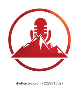 Podcast mountain vector logo design template.
