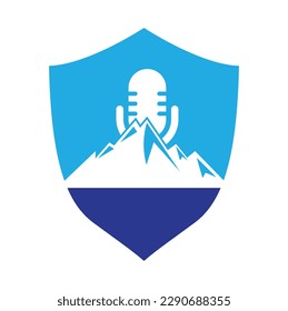Podcast mountain vector logo design template.