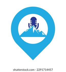Podcast mountain vector logo design template.	