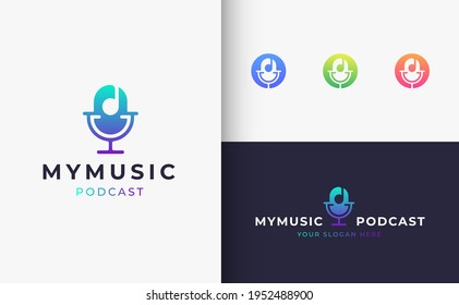 podcast music headphones logo design 