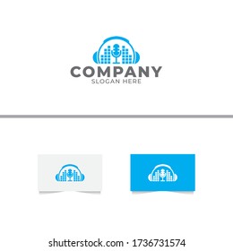Podcast Music Logo Design Vector Template