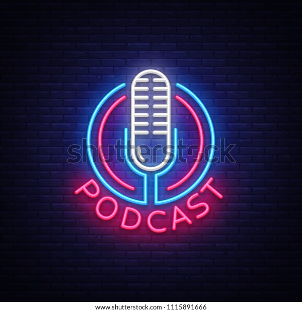 Podcast Neon Sign Vector Design Template Stock Vector (Royalty Free