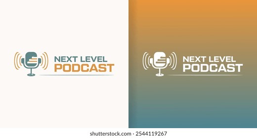 Plantilla de Vector de diseño de logotipo moderno de podcast Next Step