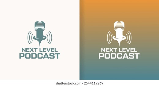 Plantilla de Vector de diseño de logotipo moderno de podcast Next Step